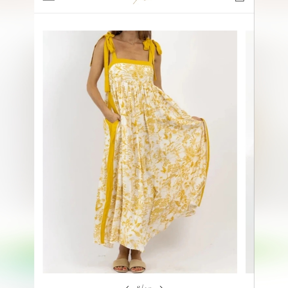 Chic Yellow Floral Maxi Dress By IN LOOM